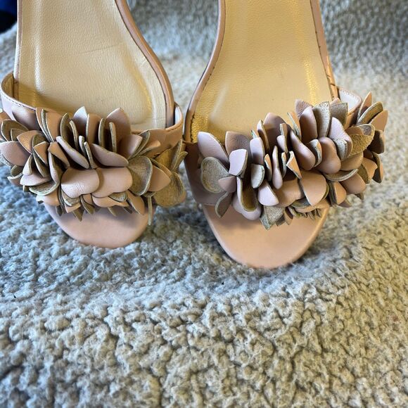 LK Bennett Sandals Women US 6 EU 37 Pink Floral Leather Ankle Strap Marshmellow - Picture 5 of 11